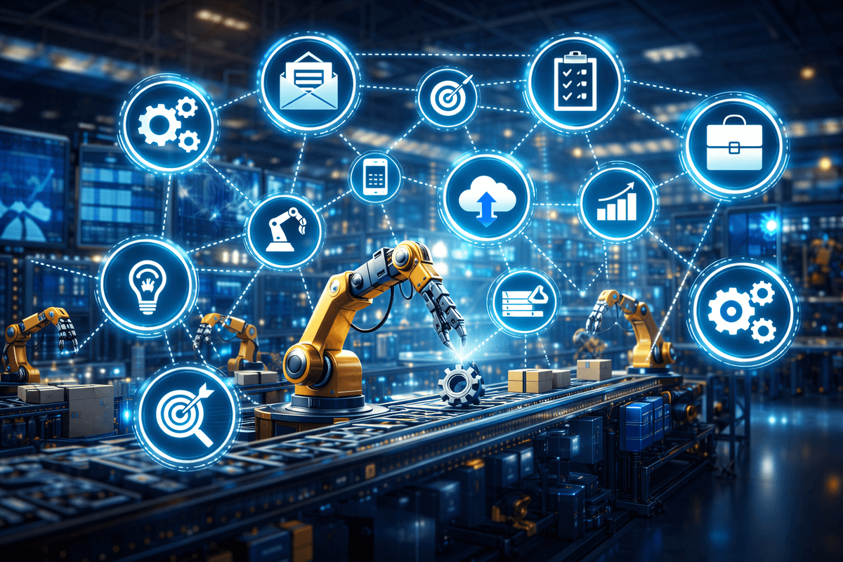 Automation workflow with connected tools dashboard